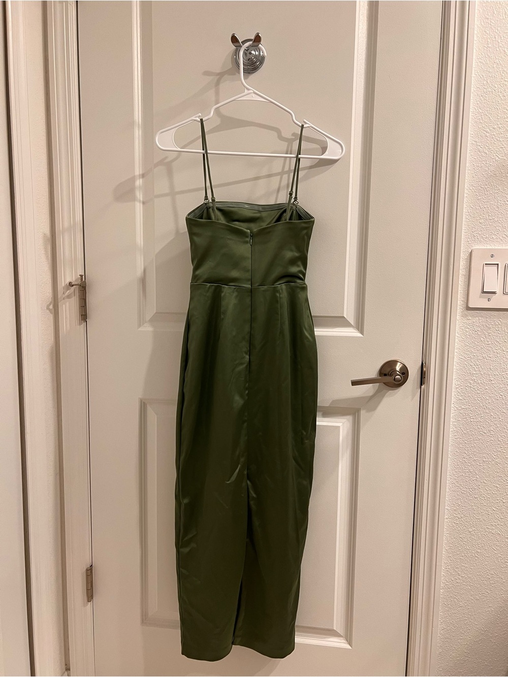 Abercrombie & Fitch Olive Green Satin Slip Midi - Picture 2 of 5